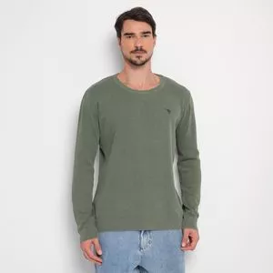 Suéter Em Tricô<BR>- Verde Militar