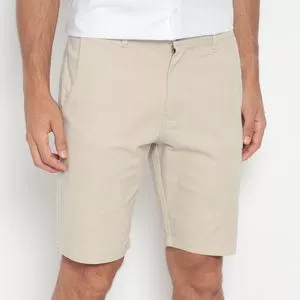 Bermuda Chino Com Bolsos<BR>- Bege Claro