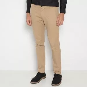 Calça Chino Com Bolsos<BR>- Bege