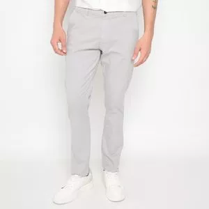 Calça Chino Com Bolsos<BR>- Cinza