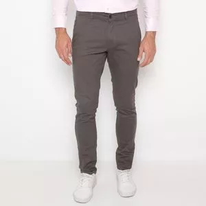 Calça Chino Com Bolsos<BR>- Cinza Escuro