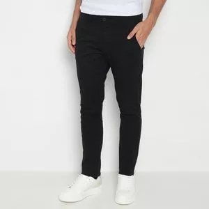 Calça Chino Com Bolsos<BR>- Preta