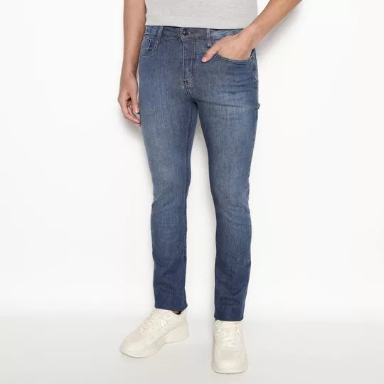 Calça Jeans Skinny Slim Estonada- Azul