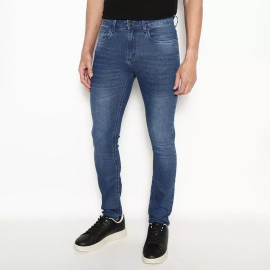 Calça Jeans Skinny Slim Estonada- Azul