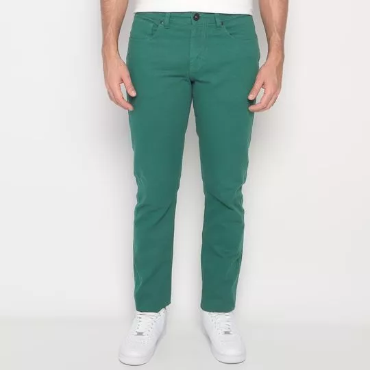 Calça Jeans Skinny Com Bolsos- Verde Escuro