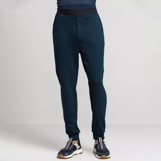 Calça Jogger Com Recortes- Azul Marinho- Highstil