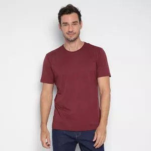 Camiseta Com Bordado<BR>- Bordô