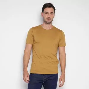 Camiseta Com Bordado<BR>- Amarelo Escuro