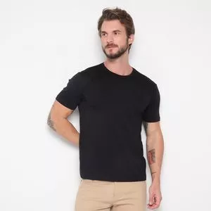 Camiseta Com Bordado<BR>- Preta