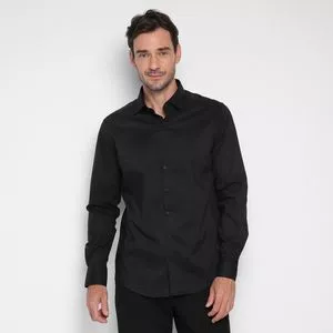 Camisa Lisa<BR>- Preta