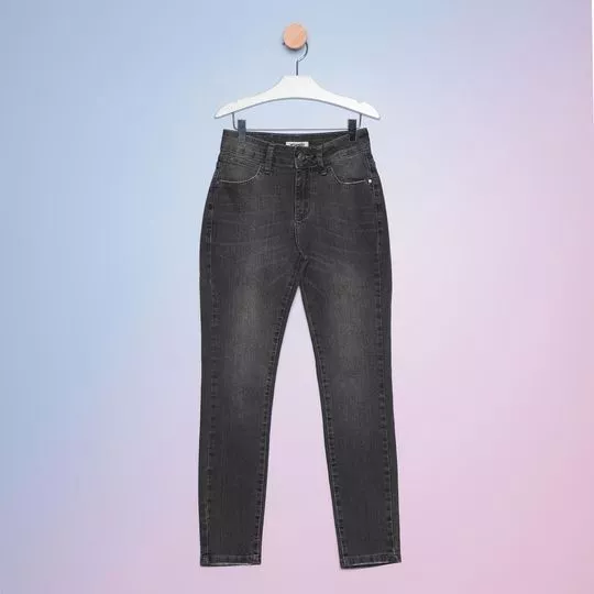 Calça Jeans Skinny Com Bolsos- Preta