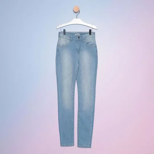 Calça Jeans Skinny Com Bolsos- Azul Claro