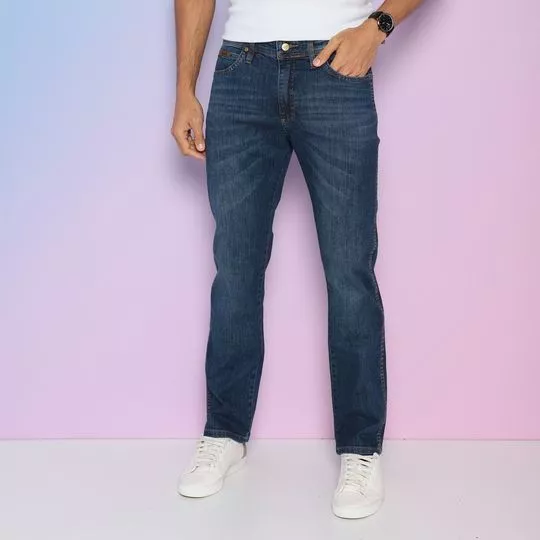 Calça Jeans Reta Estonada- Azul