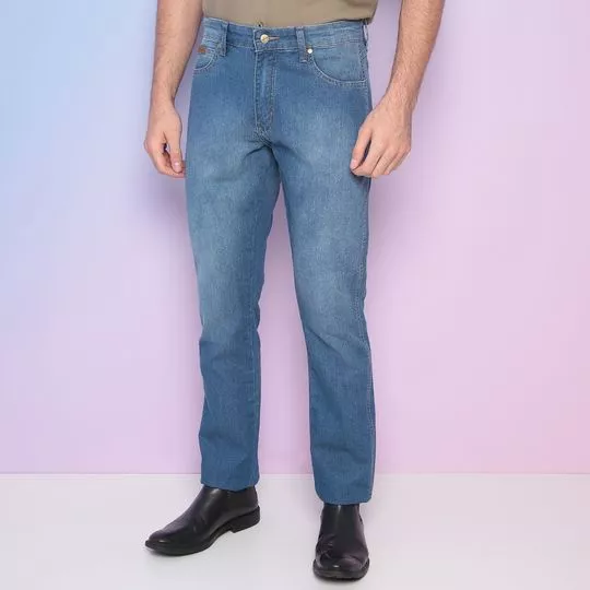 Calça Jeans Reta Estonada- Azul