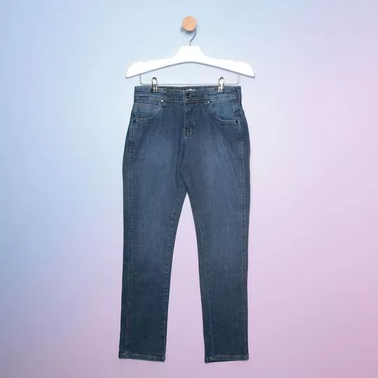 Calça Jeans Reta Estonada- Azul Escuro