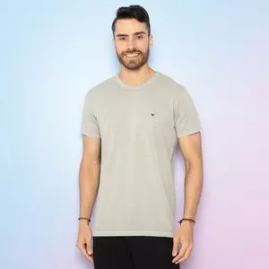 Camiseta Com Bordado<BR>- Cinza