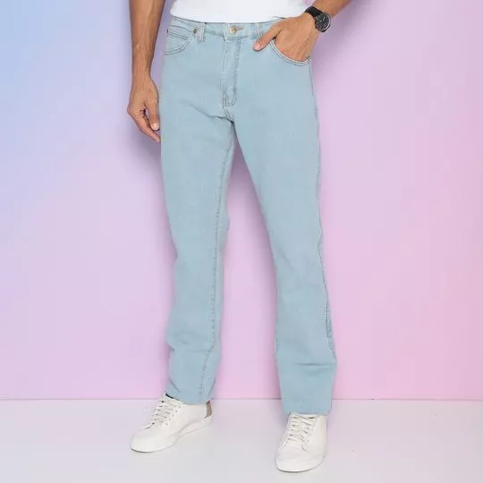 Calça Jeans Reta Com Tag- Azul Claro