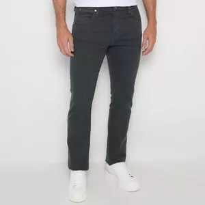 Calça Jeans Reta<BR>- Cinza Escuro