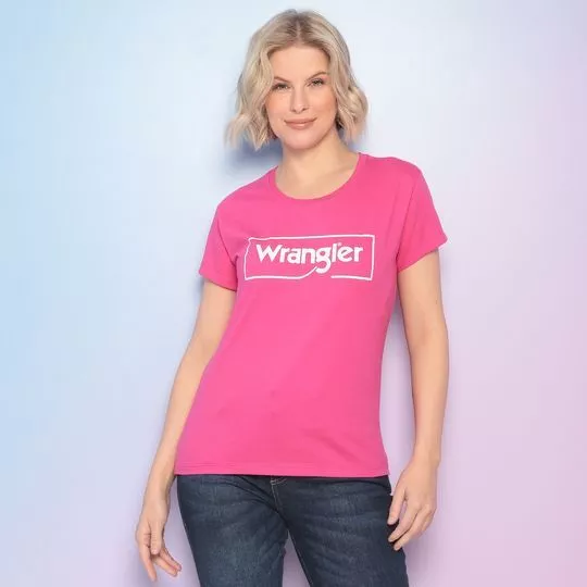 Camiseta Wrangler®- Pink & Branca