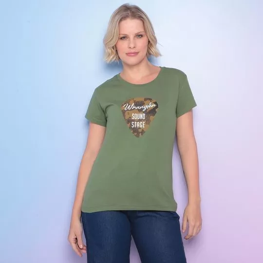 Camiseta Com Recortes- Verde Militar & Branca