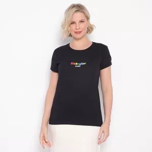 Camiseta Com Inscrições<BR>- Preta & Branca