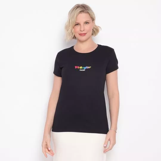 Camiseta Com Inscrições- Preta & Branca