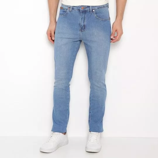 Calça Jeans Skinny Com Recortes- Azul