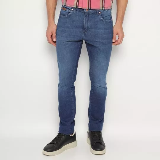 Calça Jeans Skinny Com Recortes- Azul