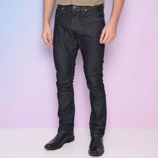 Calça Jeans Skinny Com Pespontos- Azul Marinho