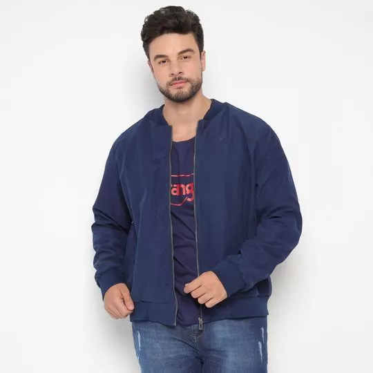 Jaqueta Bomber Com Recortes- Azul Marinho