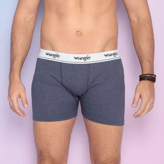 Cueca Boxer Wrangler®- Azul Marinho & Branca