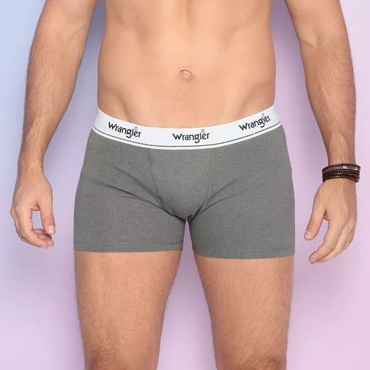 Cueca Boxer Wrangler®- Cinza & Branca