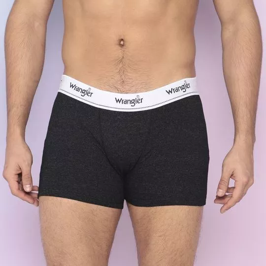 Cueca Boxer Wrangler®- Cinza Escuro & Branca