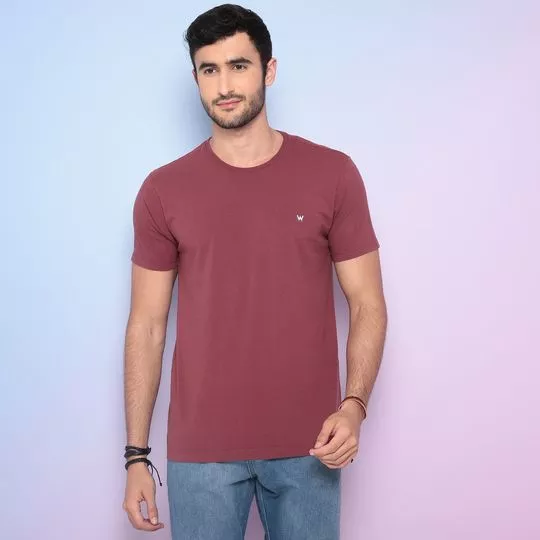 Camiseta Com Bordado- Vinho