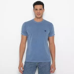 Camiseta Com Bordado<BR>- Azul Marinho