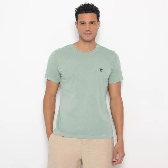 Camiseta Com Bordado- Verde Claro