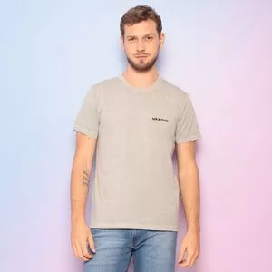 Camiseta Estonada Com Bordado<BR>- Cinza Claro