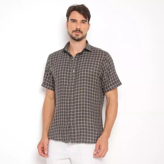 Camisa Xadrez- Cinza Escuro & Marrom