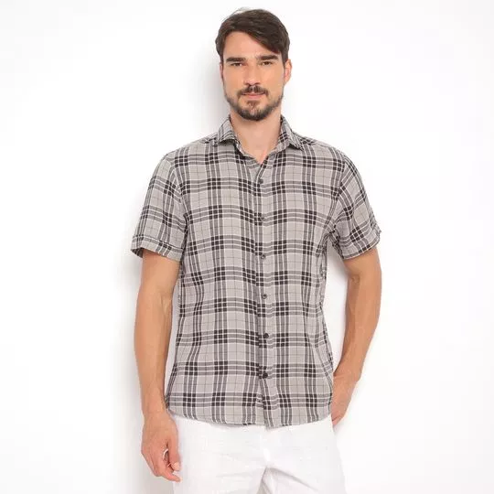 Camisa Xadrez- Cinza Claro & Preta