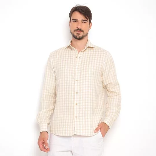 Camisa Xadrez- Bege Claro & Off White