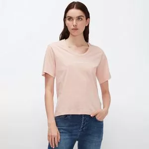 Camiseta Com Inscrições<BR>- Rosa Claro