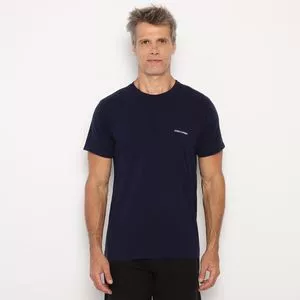 Camiseta Estonada Com Tag<BR>- Azul Marinho