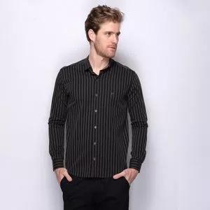 Camisa Listrada<BR>- Preta & Branca<BR>- Teodoro Camisaria