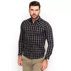 Camisa Xadrez<BR>- Preta & Branca<BR>- Teodoro Camisaria