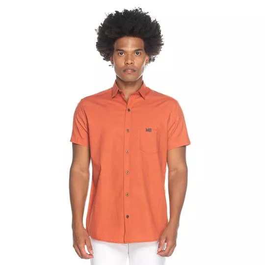 Camisa Slim Fit Com Linho- Laranja- Teodoro Camisaria