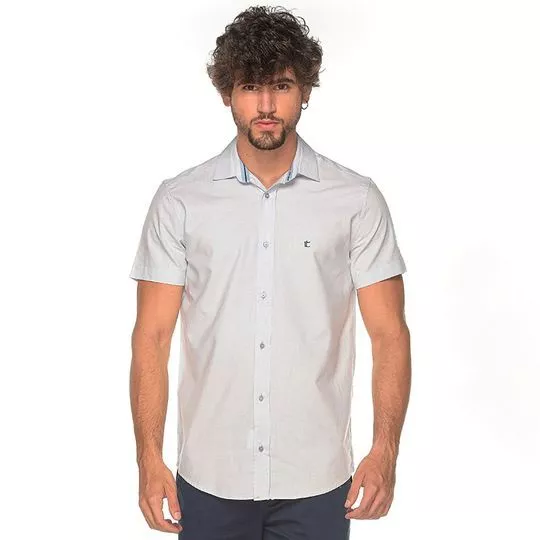 Camisa Slim Com Linho- Azul Claro- Teodoro Camisaria