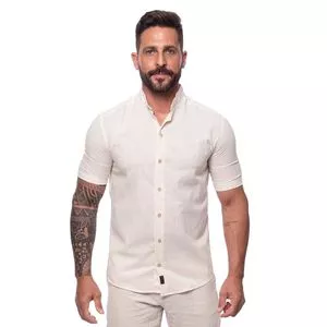 Camisa Lisa<BR>- Off White<BR>- Teodoro Camisaria