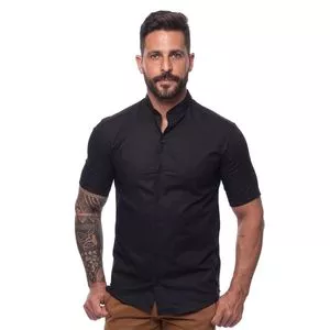 Camisa Lisa<BR>- Preta<BR>- Teodoro Camisaria