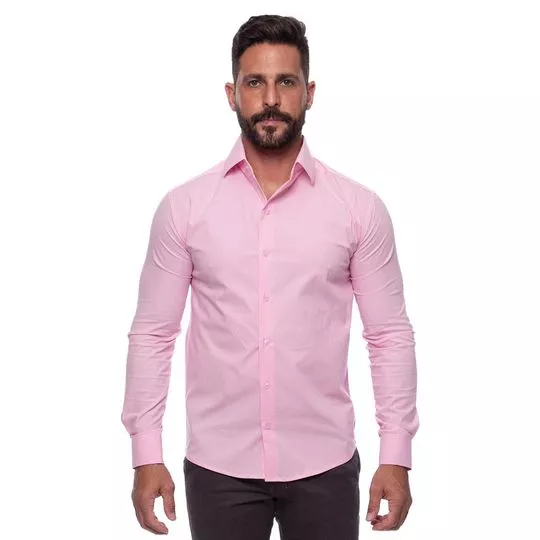 Camisa Slim Fit Lisa- Rosa Claro- Teodoro Camisaria