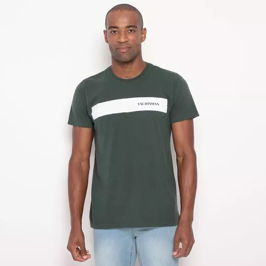 Camiseta Yachtsman®- Verde Militar & Branca- Yachtsman